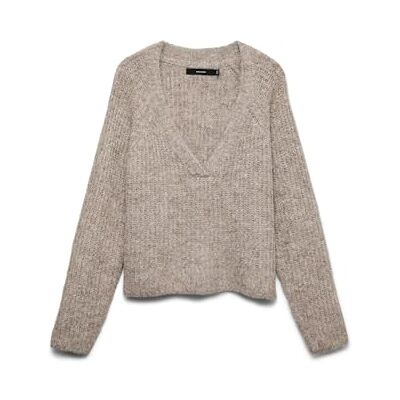 VERO MODA Vmnovah Rib Ls V-hals tröja Noos, Fossil, XL VERO MODA Vmnovah Rib Ls V-hals tröja Noos, Fossil, XL