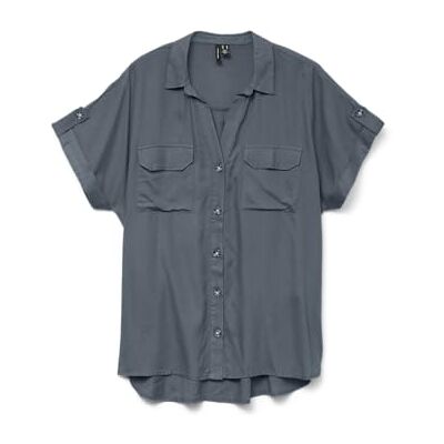 VERO MODA Vmbumpy Ss Shirt WVN Ga Noos, Stormigt väder, M VERO MODA Vmbumpy Ss Shirt WVN Ga Noos, Stormigt väder, M