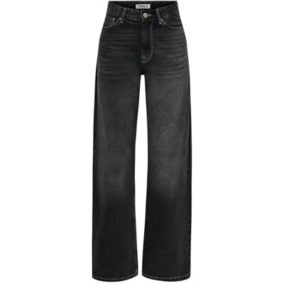 ONLY Onlmaddie-O HW Wide DNM Tai317 Noos, Delaved Black, L Dam, Svart Delave, L ONLY Onlmaddie-O HW Wide DNM Tai317 Noos, Delaved Black, L Dam, Svart Delave, L
