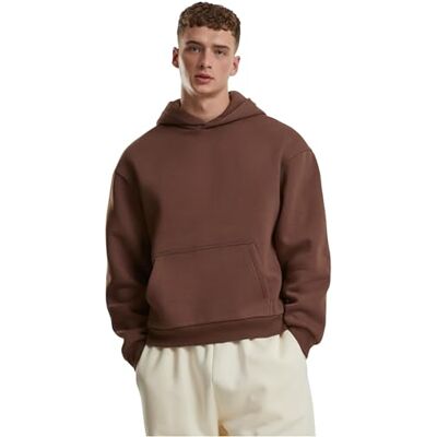 Urban Classics Huvtröja för män, fluffig huvtröja, avslappnad huvtröja för män, oversize passform, storlekar S–5XL, Chokladbrun, 4XL Urban Classics Huvtröja för män, fluffig huvtröja, avslappnad huvtröja för män, oversize passform, storlekar S–5XL, Chokladbrun, 4XL