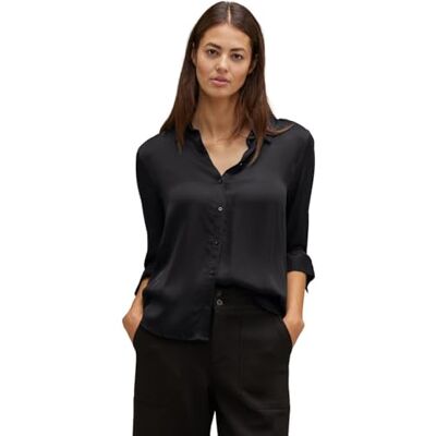 Street One Satin skjortblus, svart, 46 Street One Satin skjortblus, svart, 46
