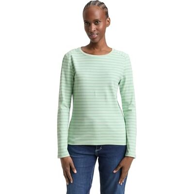 TOM TAILOR Denim dam långärmad T-shirt, 40010 – Tonal Matcha grön rand, XS TOM TAILOR Denim dam långärmad T-shirt, 40010 – Tonal Matcha grön rand, XS