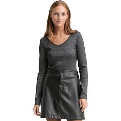 TOM TAILOR Denim dam långärmad T-shirt, 34029 – svart glitter, L TOM TAILOR Denim dam långärmad T-shirt, 34029 – svart glitter, L