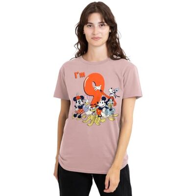 Mickey Mouse mandarin creative ltd Musse Pigg vänner vintage grupp 9:e födelsedag skjorta damer t-shirt, rosa, X-Large, Rosa, XL Mickey Mouse mandarin creative ltd Musse Pigg vänner vintage grupp 9:e födelsedag skjorta damer t-shirt, rosa, X-Large, Rosa, XL