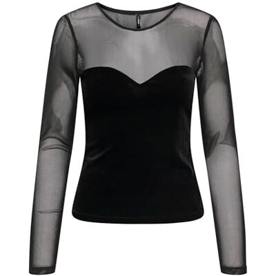 ONLY Onlsmooth L/S Mesh Mix Top Box JRS, svart, XS ONLY Onlsmooth L/S Mesh Mix Top Box JRS, svart, XS