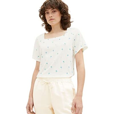TOM TAILOR T-shirt dam, 32173 – offwhite palmdesign, XXS TOM TAILOR T-shirt dam, 32173 – offwhite palmdesign, XXS