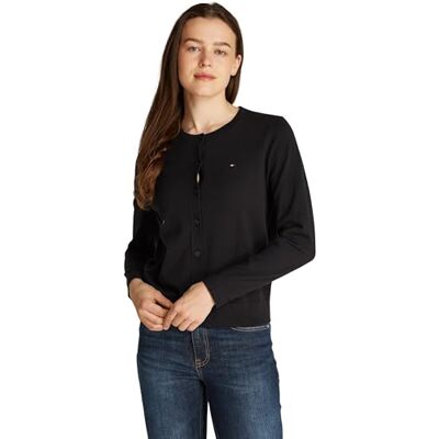 Tommy Hilfiger Dam Elegant Jersey Stitch Cardigan, Svart, XXS Tommy Hilfiger Dam Elegant Jersey Stitch Cardigan, Svart, XXS