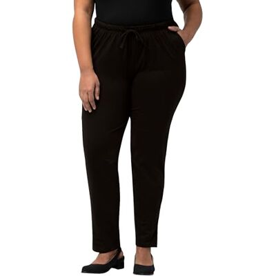 Ulla Popken dam stora storlekar överdimensionerade plus size byxor, smal passform, gummilinning, sidoslitsar, upp till storlek 66/68 709769, svart, 61W / 30L Ulla Popken dam stora storlekar överdimensionerade plus size byxor, smal passform, gummilinning, sidoslitsar, upp till storlek 66/68 709769, svart, 61W / 30L