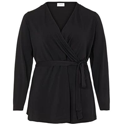 Vila EVOKED BY Dam VIBORNEO L/S WRAP TOP/SU/CUR-NOOS långärmad tröja för lindning, svart, 50 Vila EVOKED BY Dam VIBORNEO L/S WRAP TOP/SU/CUR-NOOS långärmad tröja för lindning, svart, 50