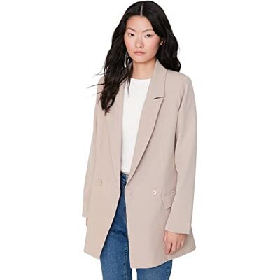 Trendyol Dam slag krage vanlig blazer rock, mink färg, 38, Mink-färg, 64 SE Trendyol Dam slag krage vanlig blazer rock, mink färg, 38, Mink-färg, 64 SE