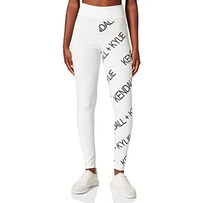 Kendall + Kylie K&K W Active Ribbon Logo Leggings KKW351712 (förpackning med 8), Off-white, XS Kendall + Kylie K&K W Active Ribbon Logo Leggings KKW351712 (förpackning med 8), Off-white, XS