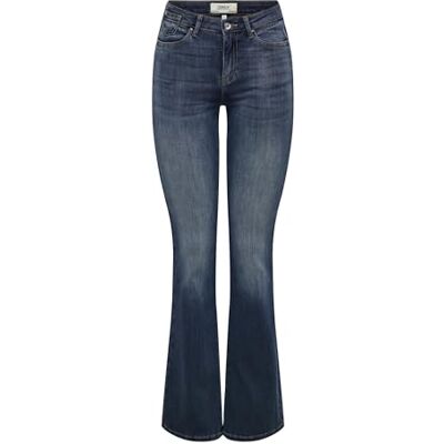 ONLY Onlblush Icon Coin Mid FL DNM Cro300Noos, Blå svart denim, (XL) W x 32L ONLY Onlblush Icon Coin Mid FL DNM Cro300Noos, Blå svart denim, (XL) W x 32L