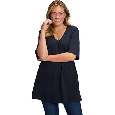 Ulla Popken dam Basic-v T-shirts, Blussort, 42-44 Ulla Popken dam Basic-v T-shirts, Blussort, 42-44
