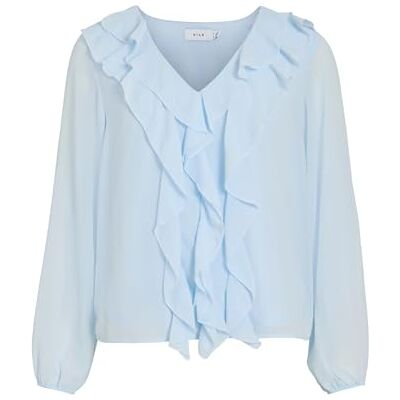 Vila Viane L/S V-hals frill top – Noos, nantucket Breeze, 34 Vila Viane L/S V-hals frill top – Noos, nantucket Breeze, 34