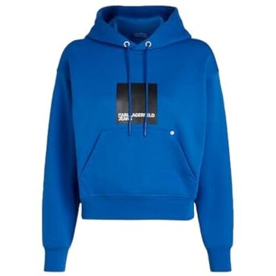 KARL LAGERFELD JEANS , Dam, Box Logo Hoodie, Regular Fit, Blå, XXL KARL LAGERFELD JEANS , Dam, Box Logo Hoodie, Regular Fit, Blå, XXL