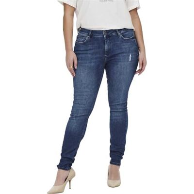 ONLY Carmakoma Carwilly Reg Skinny Jeans DNM Tai Noos, Mellanblå denim, 44W x 32L ONLY Carmakoma Carwilly Reg Skinny Jeans DNM Tai Noos, Mellanblå denim, 44W x 32L
