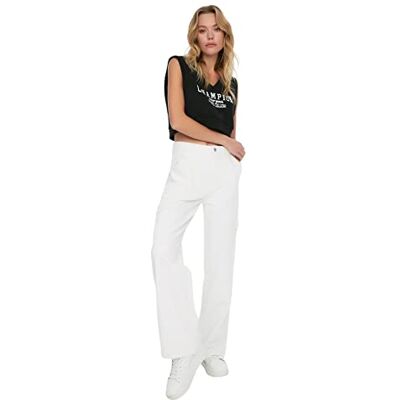 Trendyol Damjeans med hög midja med vida ben, Vitt, 60 SE Trendyol Damjeans med hög midja med vida ben, Vitt, 60 SE