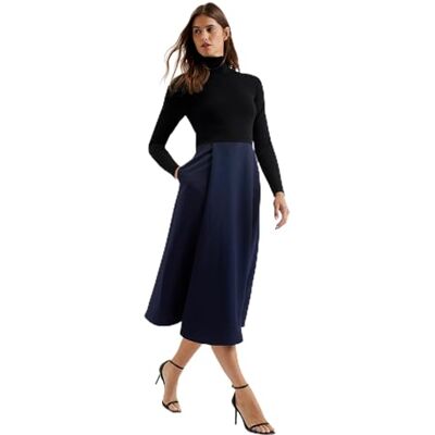 Ted Baker WMD-CHIRA-stickad klänning med omlottkjol svart, Svart, 42 SE Ted Baker WMD-CHIRA-stickad klänning med omlottkjol svart, Svart, 42 SE