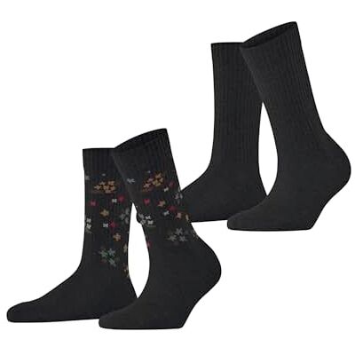 ESPRIT Damstrumpor Flower Rib Multipack W So bomull mönstrad 2 par, svart svart 3000, 39–42, Svart svart 3000, 39-42 EU ESPRIT Damstrumpor Flower Rib Multipack W So bomull mönstrad 2 par, svart svart 3000, 39–42, Svart svart 3000, 39-42 EU