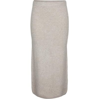 PIECES Pcnuna Mw Ankel Slit Knit Skirt Bc, Silvergrå/detalj: mélang, XS PIECES Pcnuna Mw Ankel Slit Knit Skirt Bc, Silvergrå/detalj: mélang, XS