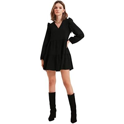 Trendyol kvinnors petite mini shift normal passform vävd klänning, svart, 36, Schwarz, 34 Trendyol kvinnors petite mini shift normal passform vävd klänning, svart, 36, Schwarz, 34