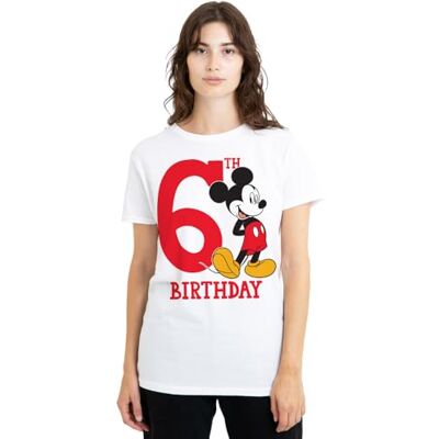 Mickey Mouse mandarin creative ltd Musse Pigg 6:e födelsedagen skjorta damer t-shirt, vit, X-Large, Vitt, XL Mickey Mouse mandarin creative ltd Musse Pigg 6:e födelsedagen skjorta damer t-shirt, vit, X-Large, Vitt, XL