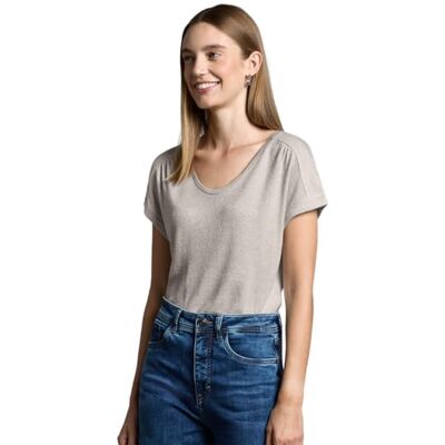 Street One T-shirt i glänsande look, Slät sand beige, 40 Street One T-shirt i glänsande look, Slät sand beige, 40