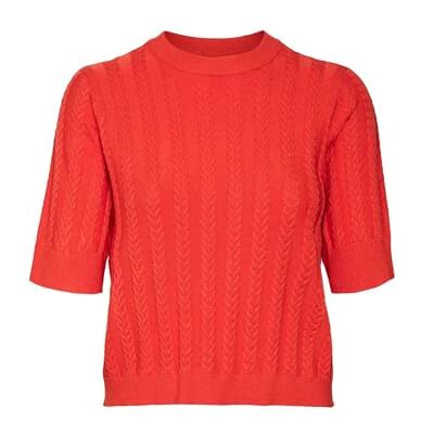 VERO MODA VMJENNY SS O-hals tröja GA Boo, Fiery röd/detalj: solid, M VERO MODA VMJENNY SS O-hals tröja GA Boo, Fiery röd/detalj: solid, M