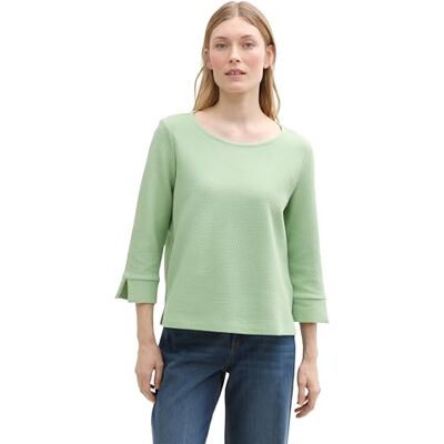 TOM TAILOR Damtröja, 37441 – grön struktur, XXL TOM TAILOR Damtröja, 37441 – grön struktur, XXL