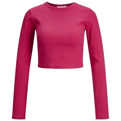 JJXX Bestseller A/S Damer JXFELINE STR LS Rib Tee JRS NOOS Top, Cerise, XL, Cerise, XL JJXX Bestseller A/S Damer JXFELINE STR LS Rib Tee JRS NOOS Top, Cerise, XL, Cerise, XL