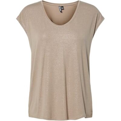 PIECES Pcalice Ss Glitter Tee JRS Noos Bc, Greige, M PIECES Pcalice Ss Glitter Tee JRS Noos Bc, Greige, M