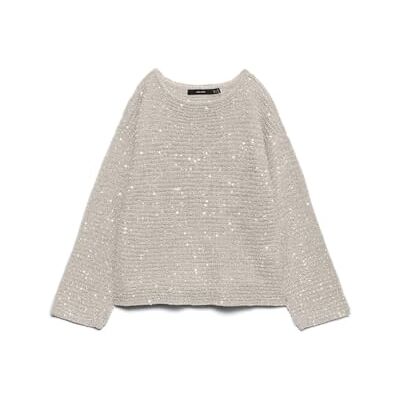 VERO MODA Vmleilani Stitch Ls Boatneck tröja, Pimpsten, XS VERO MODA Vmleilani Stitch Ls Boatneck tröja, Pimpsten, XS
