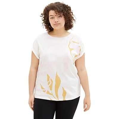 TOM TAILOR dam plus t-shirt med mönster, 10315 viskande vit, 46/L TOM TAILOR dam plus t-shirt med mönster, 10315 viskande vit, 46/L