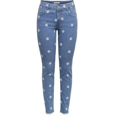 ONLY Onlhush Mw Emb Rw ANK Skinny DNM, Mellanblå denim, XL / 32L ONLY Onlhush Mw Emb Rw ANK Skinny DNM, Mellanblå denim, XL / 32L