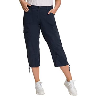 Ulla Popken dam stretch bomull cargo crop byxor cargobyxor, marinblå, 38 W/32 L Ulla Popken dam stretch bomull cargo crop byxor cargobyxor, marinblå, 38 W/32 L
