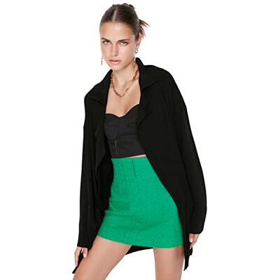 Trendyol Dam Regular Basic Polo Neck Stickat Cardigan, Svart, M Trendyol Dam Regular Basic Polo Neck Stickat Cardigan, Svart, M