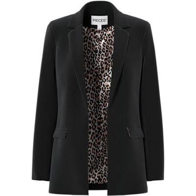 PIECES Pcbossy Blazer W. Foderdetalj, Svart/detalj: leo print, XS PIECES Pcbossy Blazer W. Foderdetalj, Svart/detalj: leo print, XS