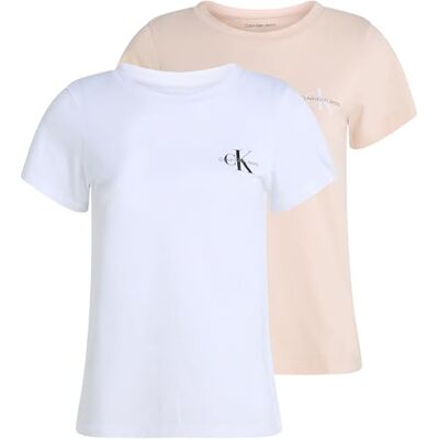 Calvin CK JEANS 2-pack monologo slim t-shirt J20J219734, rosa (silver pion/lysande vit), XS, Rosa (silverpion/lysande vit), XS Calvin CK JEANS 2-pack monologo slim t-shirt J20J219734, rosa (silver pion/lysande vit), XS, Rosa (silverpion/lysande vit), XS
