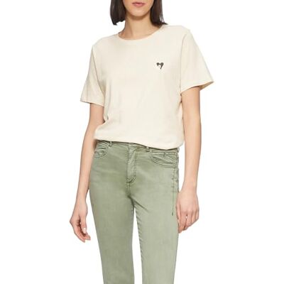 s.Oliver T-shirt i relaxed fit med hjärtbroderi, Beige, 34 s.Oliver T-shirt i relaxed fit med hjärtbroderi, Beige, 34