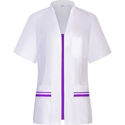 MISEMIYA CASACA SEÑORA MANGAS CORTAS UNIFORME LABORAL CLINICA HOSPITAL LIMPIEZA VETERINARIA SANIDAD HOSTELERÍA 712 XS, Lila 21 MISEMIYA CASACA SEÑORA MANGAS CORTAS UNIFORME LABORAL CLINICA HOSPITAL LIMPIEZA VETERINARIA SANIDAD HOSTELERÍA 712 XS, Lila 21
