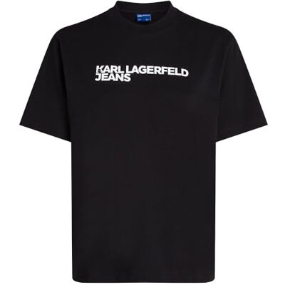 KARL LAGERFELD JEANS , Dam, Vanlig Kortärm Essential Logo T-Shirt, Regular Fit, Svart, L KARL LAGERFELD JEANS , Dam, Vanlig Kortärm Essential Logo T-Shirt, Regular Fit, Svart, L
