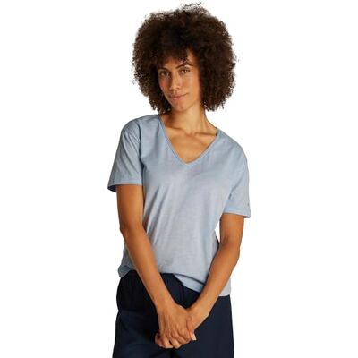 Tommy Hilfiger Dam SLUB CROP V-NK SS WW0WW43901, blå, XXXL, Blå (Breezy Blue), 3XL Tommy Hilfiger Dam SLUB CROP V-NK SS WW0WW43901, blå, XXXL, Blå (Breezy Blue), 3XL