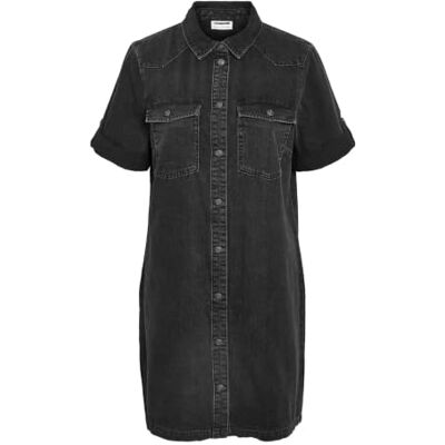 NOISY MAY Midijeansklänning för kvinnor, denimklänning, trendig, kortärmad skjortklänning, NMNEW, Black 2, M NOISY MAY Midijeansklänning för kvinnor, denimklänning, trendig, kortärmad skjortklänning, NMNEW, Black 2, M