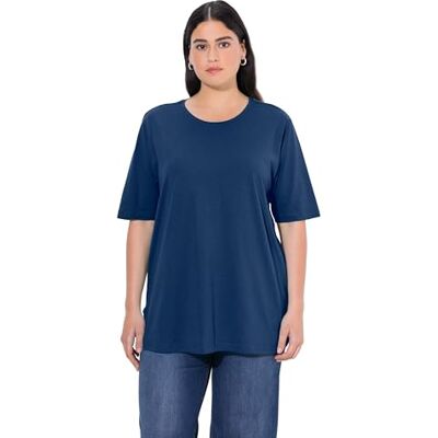 Ulla Popken damer stora storlekar överdimensionerade plus size t-shirt, rund hals, avslappnad, halvärm, Mörkblå, 54-56 Ulla Popken damer stora storlekar överdimensionerade plus size t-shirt, rund hals, avslappnad, halvärm, Mörkblå, 54-56