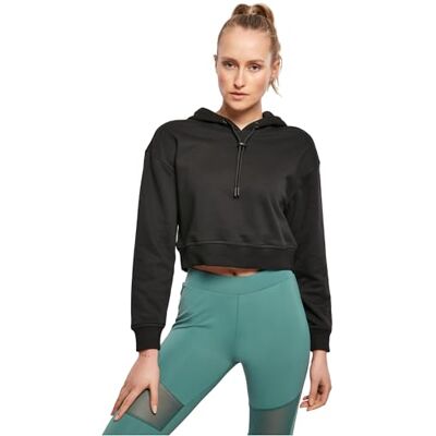 Urban Classics Damhuvtröja kort frotté huvtröja, dam huvtröja med förkortad snitt av bekvämt terrymaterial i 3 färger, storlekar XS – 5XL, svart, XXL Urban Classics Damhuvtröja kort frotté huvtröja, dam huvtröja med förkortad snitt av bekvämt terrymaterial i 3 färger, storlekar XS – 5XL, svart, XXL