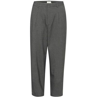 KAFFE Byxor för dam beskurna längd avsmalnande ben High-waisted vanlig midja, Mörkgrå melange, 38 KAFFE Byxor för dam beskurna längd avsmalnande ben High-waisted vanlig midja, Mörkgrå melange, 38