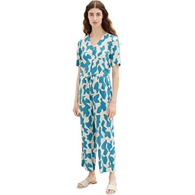 TOM TAILOR Dam 1036807 jumpsuit, 32146 petrol stor abstrakt design, 36, 32146 – Petrol Big Abstract Design, 36 TOM TAILOR Dam 1036807 jumpsuit, 32146 petrol stor abstrakt design, 36, 32146 – Petrol Big Abstract Design, 36
