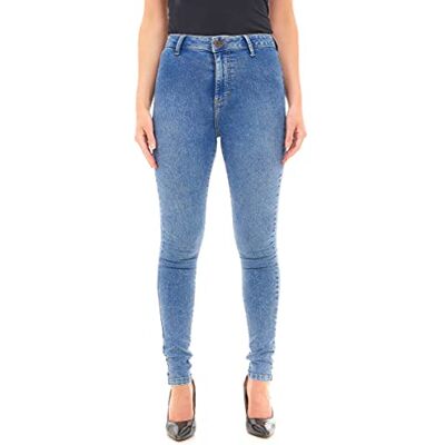 M17 Denimjeans med hög midja, Skinny Fit, vardagliga bomullsbyxor med fickor (16, svart), Syrablått, 44 SE M17 Denimjeans med hög midja, Skinny Fit, vardagliga bomullsbyxor med fickor (16, svart), Syrablått, 44 SE