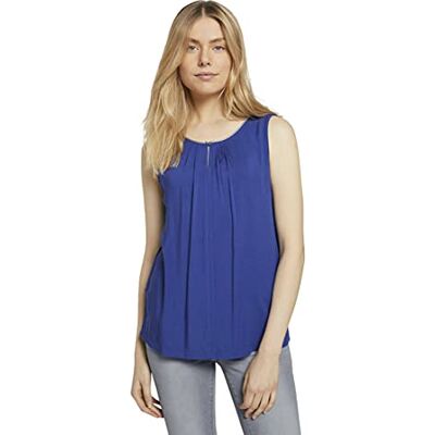 TOM TAILOR Damer Topp med glitterdetaljer 1023272, 12437 Deep Ultramarine Blue, S TOM TAILOR Damer Topp med glitterdetaljer 1023272, 12437 Deep Ultramarine Blue, S