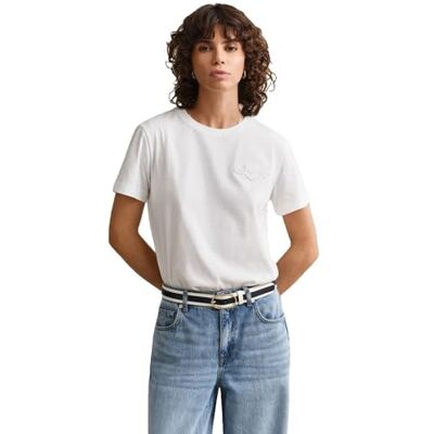GANT REG Tonal Shield SS T-shirt, Vit, XL GANT REG Tonal Shield SS T-shirt, Vit, XL